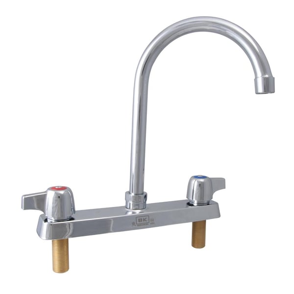 Bk Resources Workforce Standard Duty Faucet, 5" Gooseneck Spout, 8" O.C. Deck Mount BK8D-5G-G - main